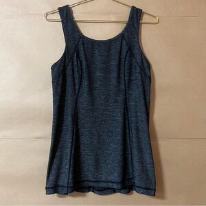 Lululemon | Run Free Tank Heathered Black Scoop Neck Ruffle Back Tank Top Size 8